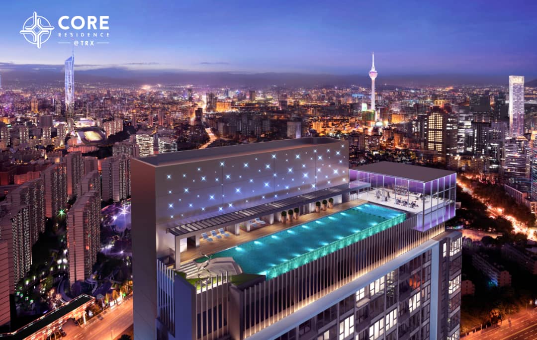 CORE Residence @ TRX rooftop pool and Kuala Lumpur skyline